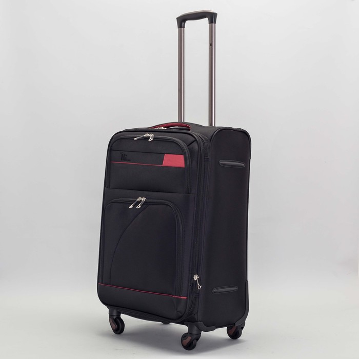 Чемодан средний с расширением 24", отдел на молнии, наружный карман, 4 колеса, кодовый замок, цвет чёрный