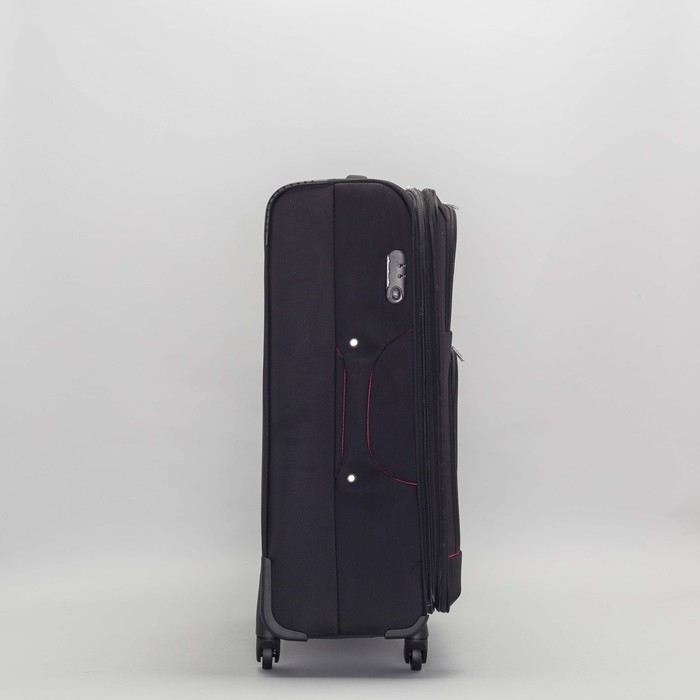 Чемодан большой с расширением 28", отдел на молнии, наружный карман, 4 колеса, кодовый замок, цвет чёрный