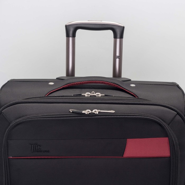 Чемодан большой с расширением 28", отдел на молнии, наружный карман, 4 колеса, кодовый замок, цвет чёрный