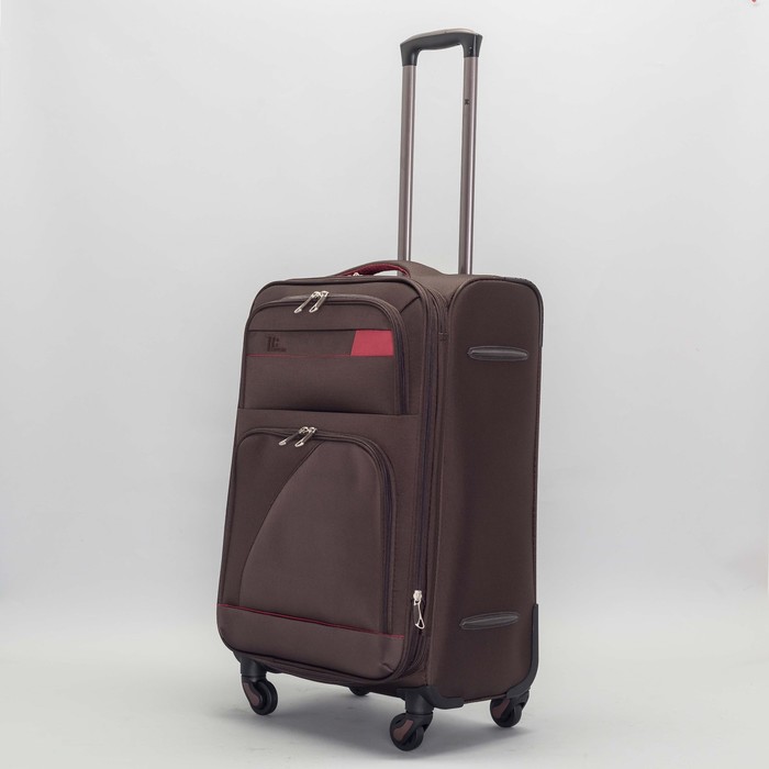 Чемодан средний с расширением 24", отдел на молнии, наружный карман, 4 колеса, кодовый замок, цвет шоколадный