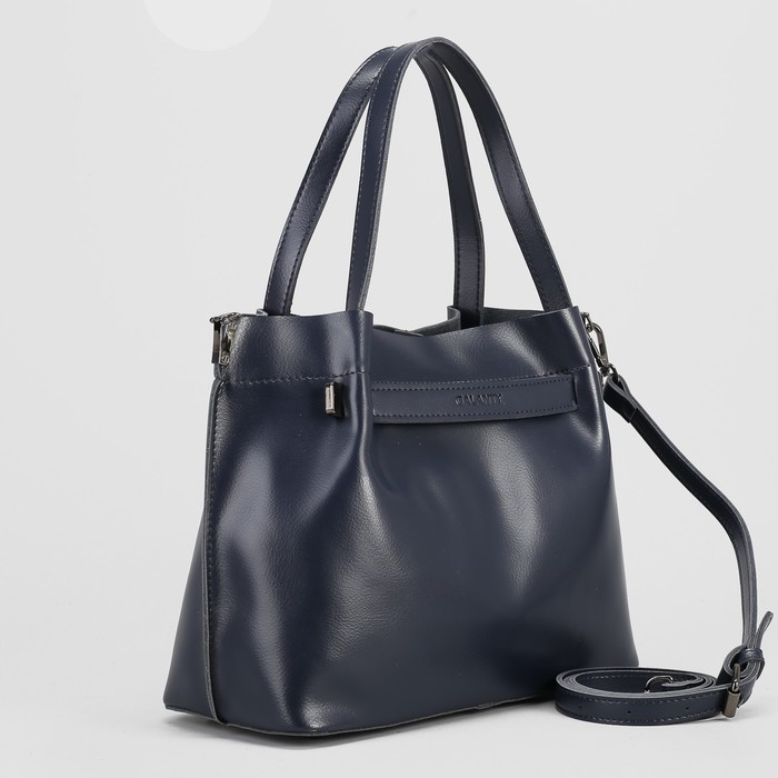 Сумка женская, отдел с перегородкой на молнии, длинный ремень, цвет синий