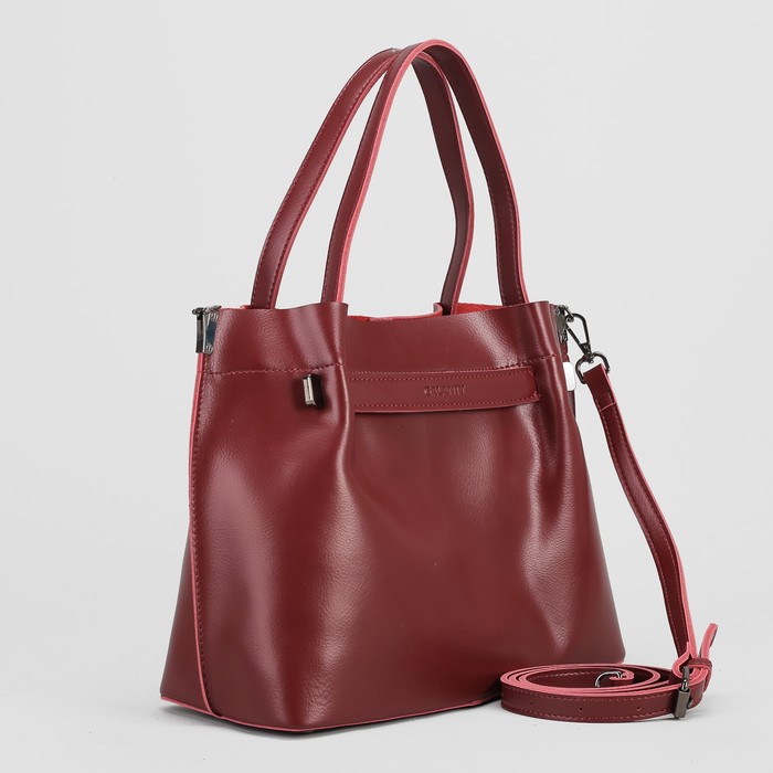 Сумка женская, отдел с перегородкой на молнии, длинный ремень, цвет бордовый