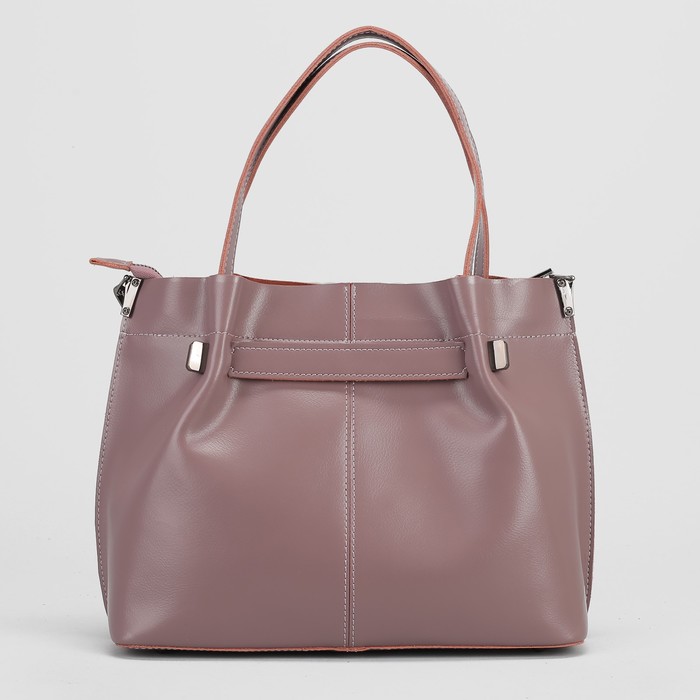 Сумка женская, отдел с перегородкой на молнии, длинный ремень, цвет пудровый