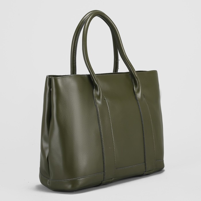 Сумка женская, отдел с перегородкой на молнии, с расширением, наружный карман, цвет оливковый