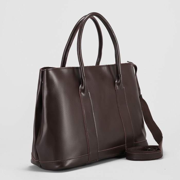 Сумка женская, отдел с перегородкой на молнии, с расширением, наружный карман, цвет кофе