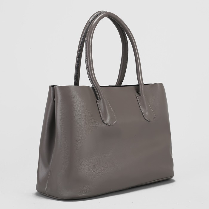 Сумка женская, отдел с перегородкой на молнии, с расширением, 2 наружных кармана, цвет серый