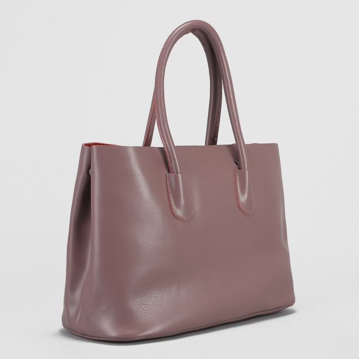 Сумка женская, отдел с перегородкой на молнии, с расширением, 2 наружных кармана, цвет пудровый