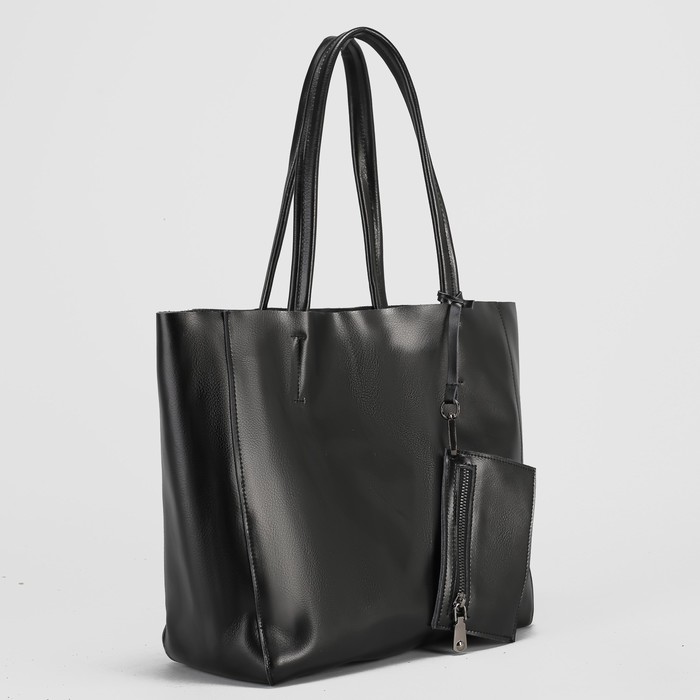 Сумка женская, отдел с перегородкой на молнии, с расширением, с кошельком, 2 наружных кармана, цвет чёрный