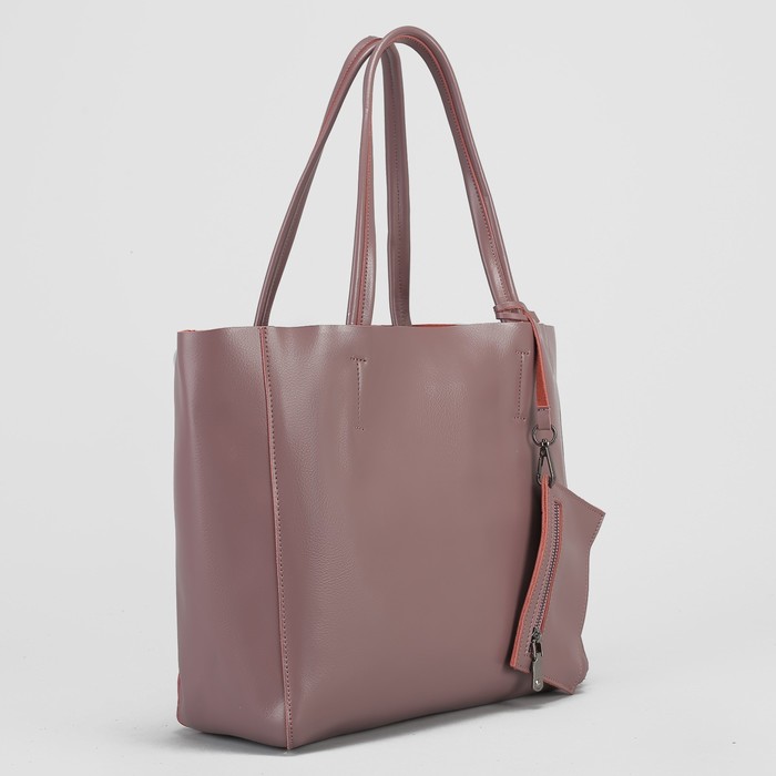 Сумка женская, отдел с перегородкой на молнии, с расширением, с кошельком, 2 наружных кармана, цвет пудровый