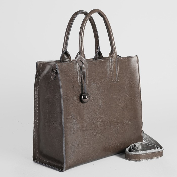 Сумка женская, отдел на молнии, длинный ремень, цвет серый