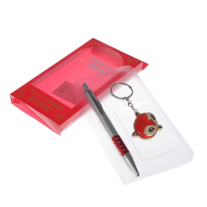 набор подарочный 2в1(ручка+брелок) лиса, в коробке 18*9см