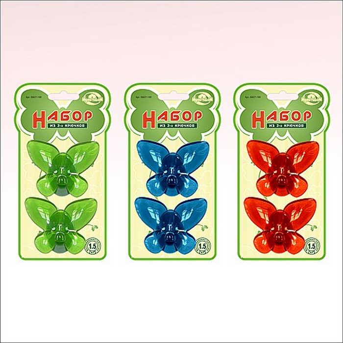 Набор крючков 2 шт "Бабочки", цвет МИКС