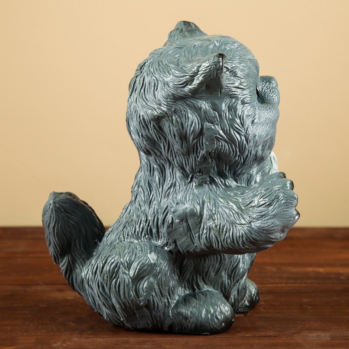 Копилка "Пушистый котенок" серый 18см