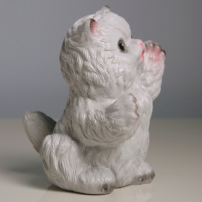 Копилка "Пушистый котенок" серый 18см