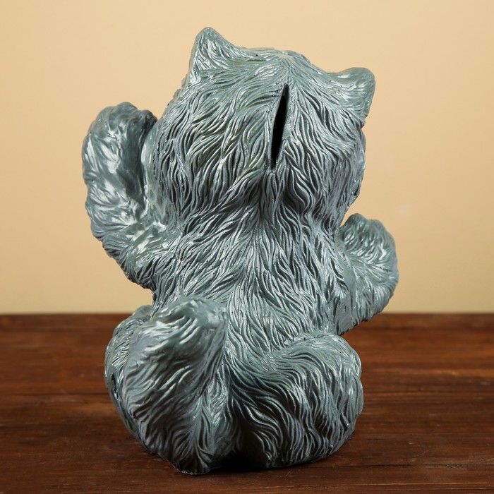 Копилка "Пушистый котенок" серый 18см