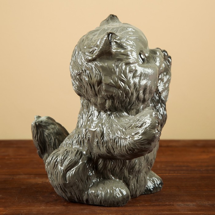 Копилка "Пушистый котенок" серый 18см