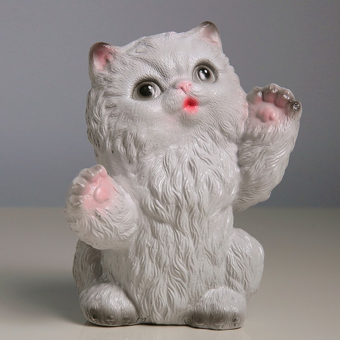 Копилка "Пушистый котенок" серый 18см