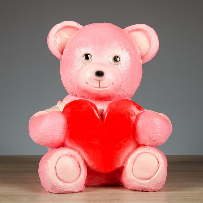 Копилка "Мишка с сердцем" розовый 27см