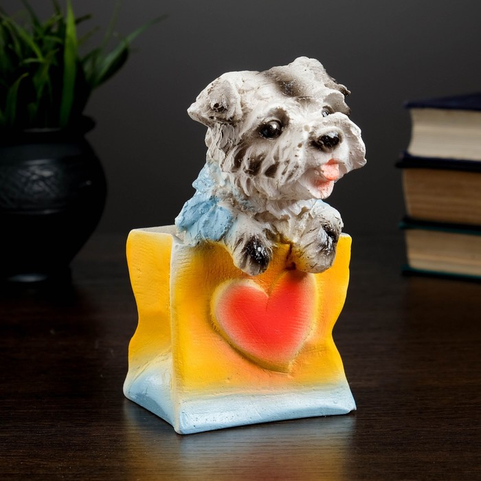 Копилка "Собака в подарочном пакете" 13см