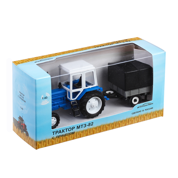 Трактор, с прицепом, тент, масштаб 1:43