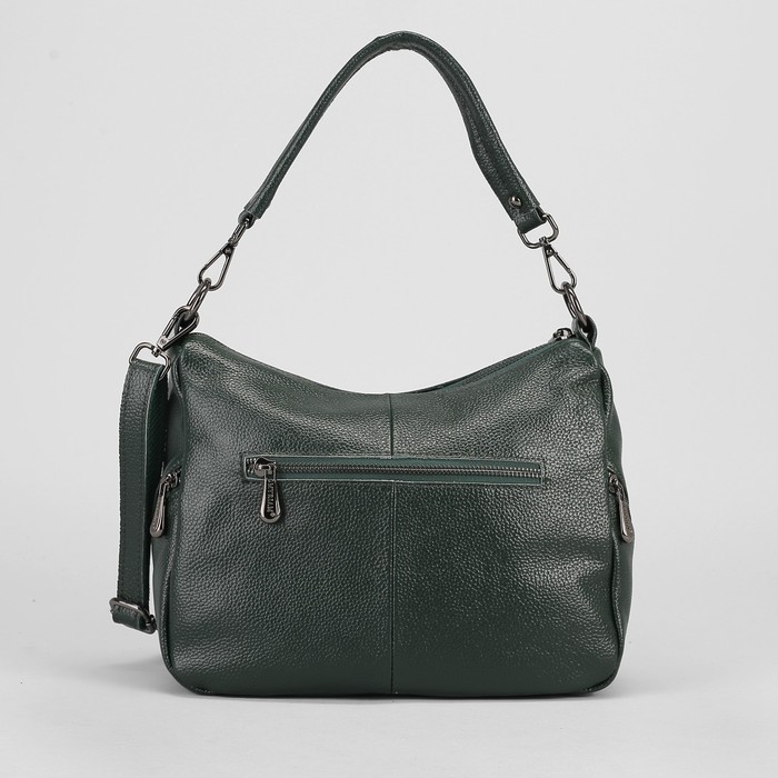 Сумка женская, отдел на молнии, 4 наружных кармана, длинный ремень, цвет зелёный