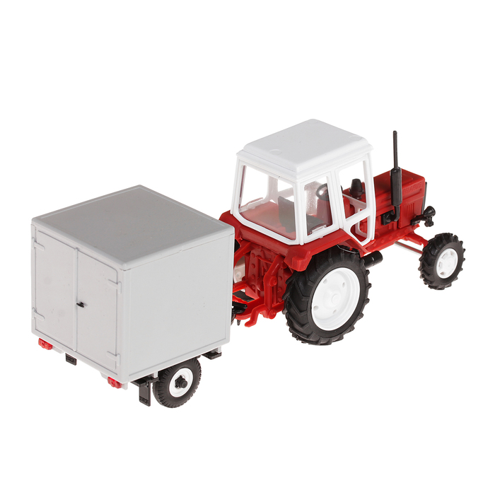 Трактор, с прицепом, будка, масштаб 1:43