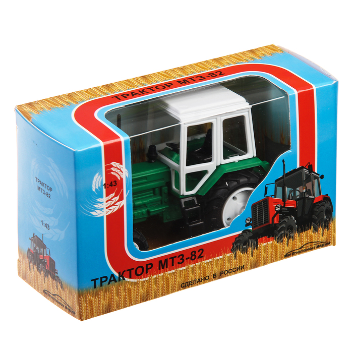 Трактор, зелёный, масштаб 1:43