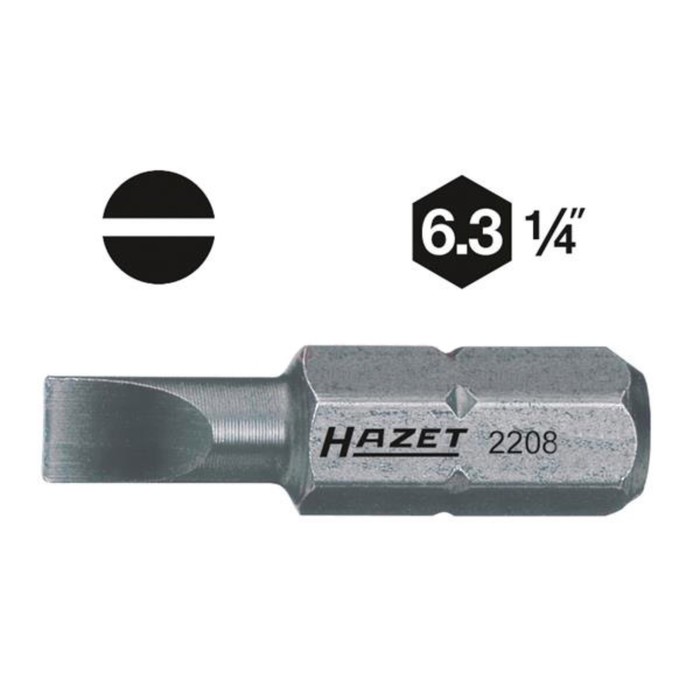 Насадка (бита) HAZET 2208-4, для винтов со шлицем, 1/4"