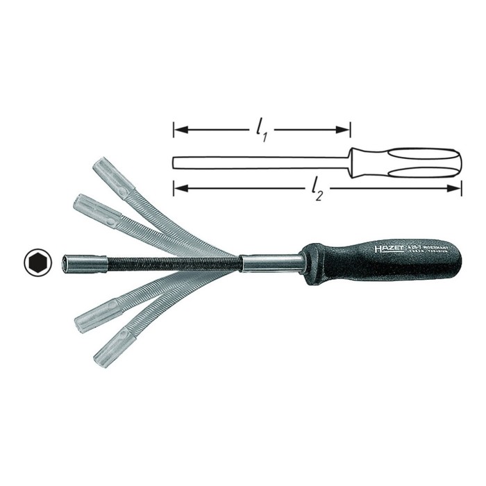 Ключ торцевой HAZET 426-7, 7 мм, шестигранный, гибкий, длина 190мм