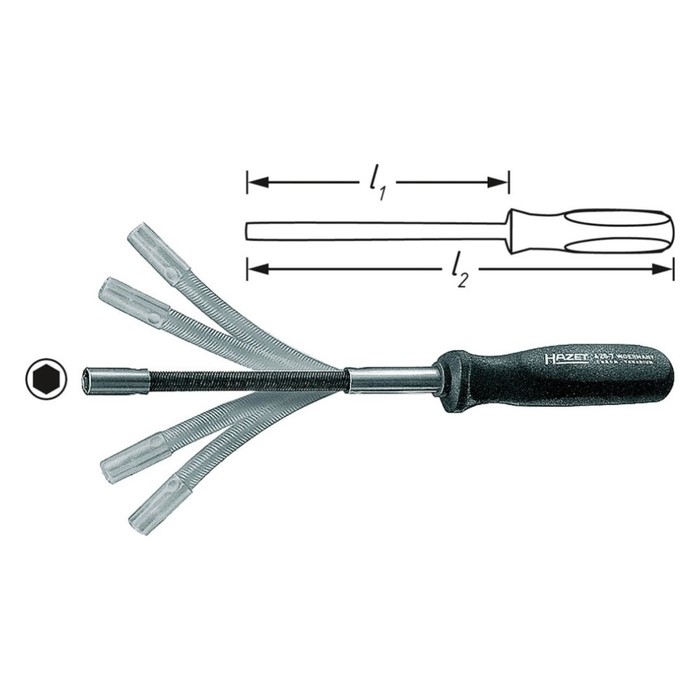 Ключ торцевой HAZET 426-8, 8 мм, шестигранный, гибкий, длина 190мм