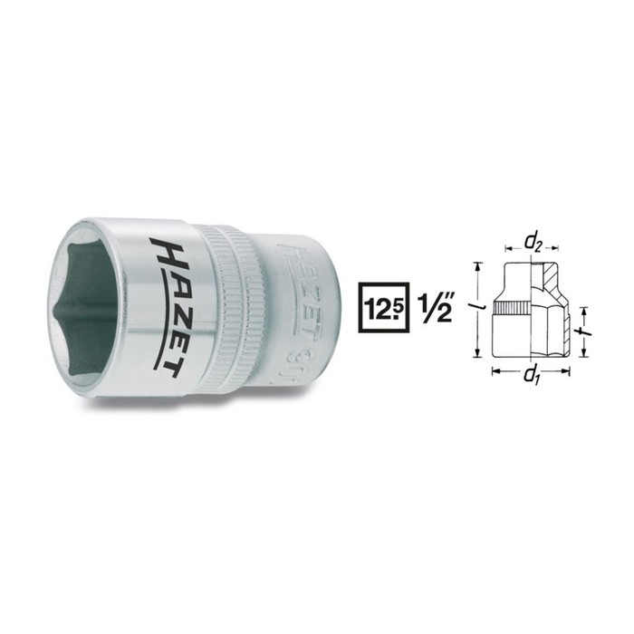 Головка торцевая HAZET 900-13, 1/2", 13 мм, 6 граней