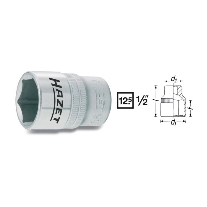 Головка торцевая HAZET 900-18, 1/2" 18 мм, 6 граней