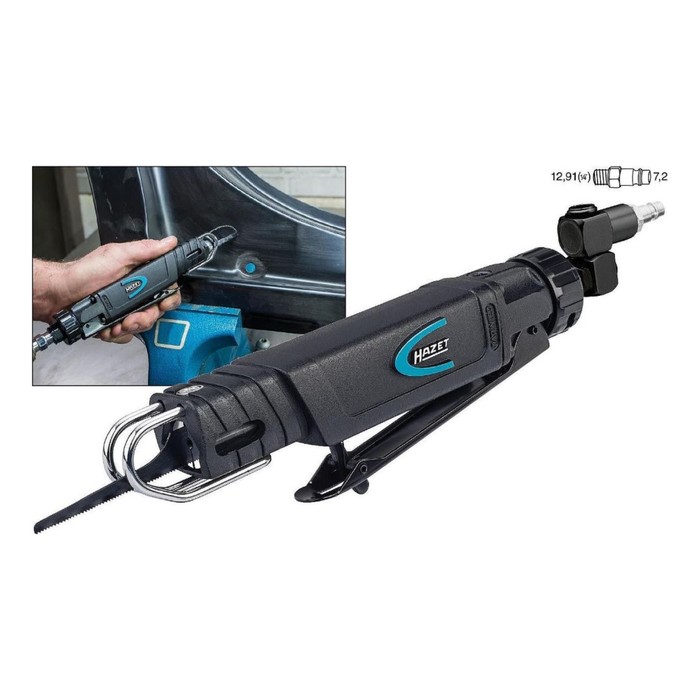 Пневмолобзик HAZET 9034P-1, 10000 ход/мин, сталь/алюминий 2.9/3.2 мм, штуцер 1/4"