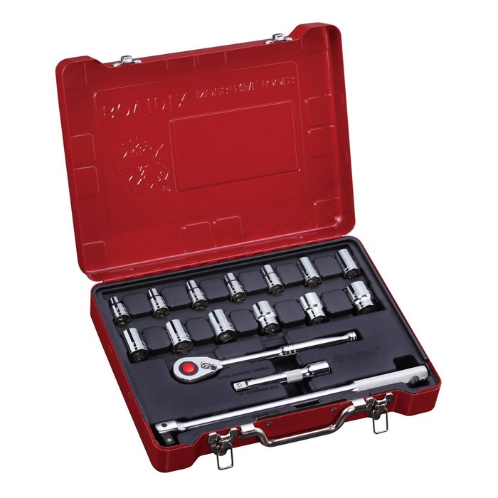 Набор торцевых головок BOVIDIX 380101702, 16 предметов, 1/2", металлический бокс