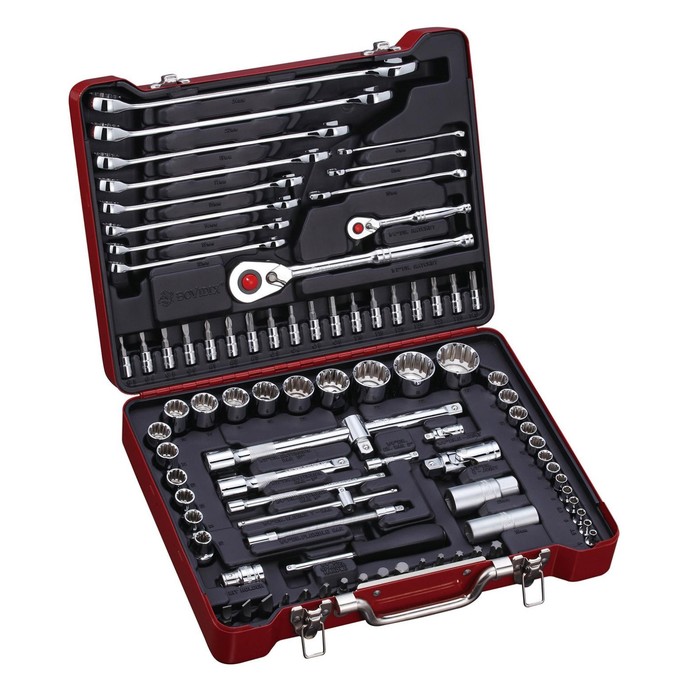 Набор торцевых головок BOVIDIX 380108801, 87 предметов, 1/4", 1/2", металлический бокс