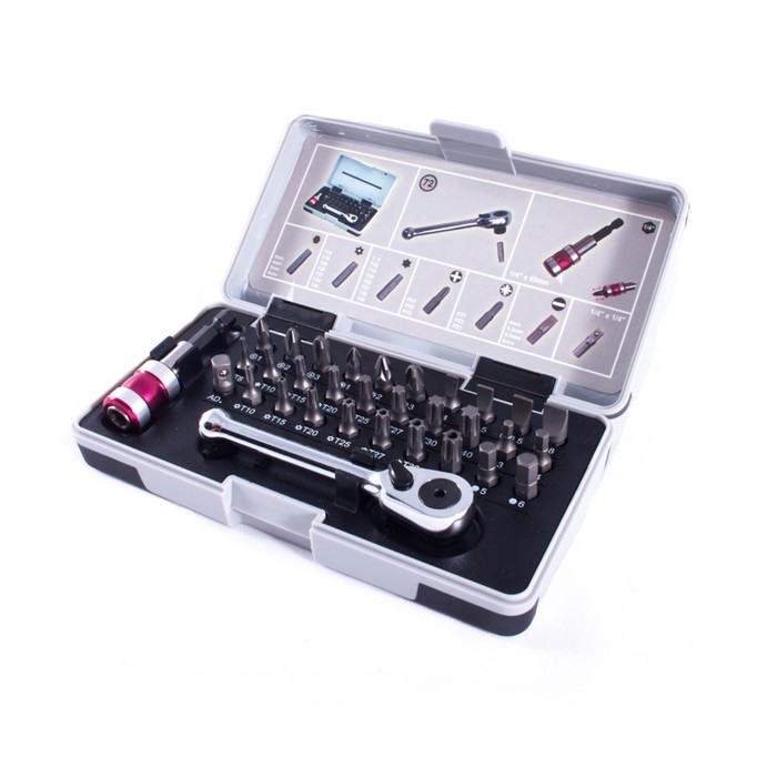 Набор бит CUSTOR HL-32FOSBD1A34O, с трещоткой, 32 предмета, PH,PZ,SL,HEX,TORX