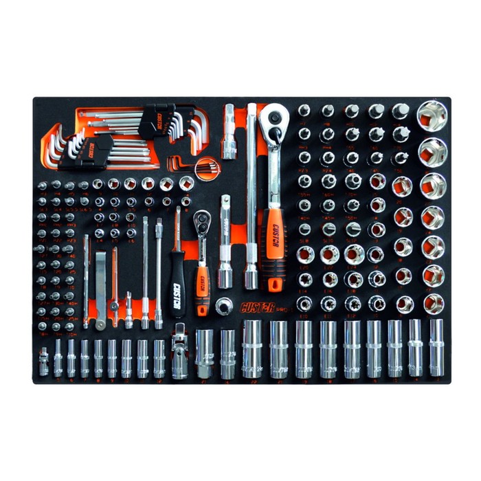 Набор инструментов CUSTOR PRO-1, 176 предметов, 1/2", 1/4", в ложементе