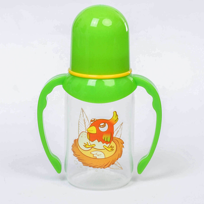 Бутылочка для кормления «Малыш из яйца» с ручками, классическая, 125 мл, от 0 мес., цвета МИКС
