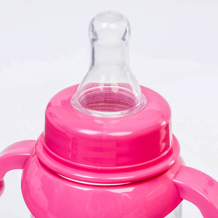 Бутылочка для кормления «Мама и дитя» с ручками, классическая, 250 мл, от 0 мес., цвета МИКС