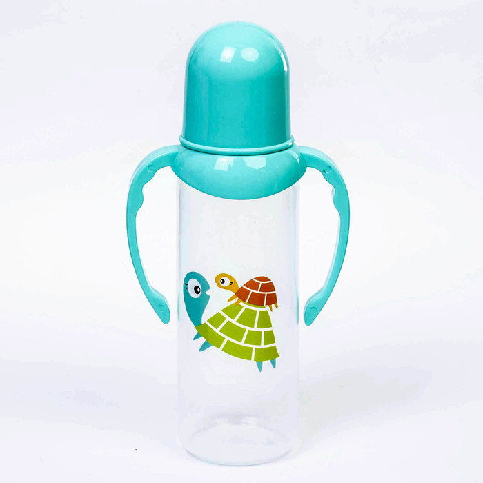 Бутылочка для кормления «Мама и дитя» с ручками, классическая, 250 мл, от 0 мес., цвета МИКС