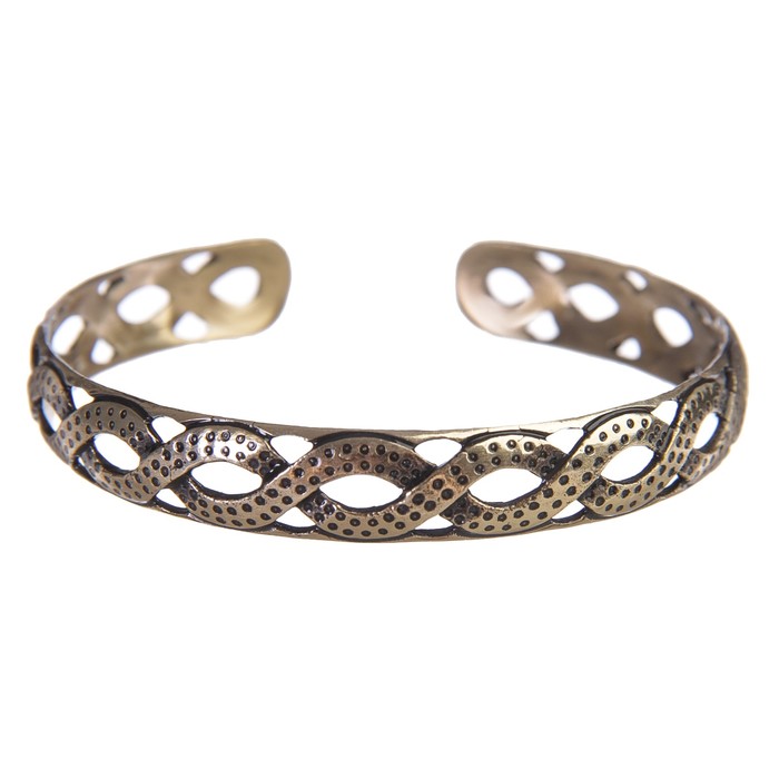 Браслет «Плетенка» резной, латунь диаметр 55-75 мм