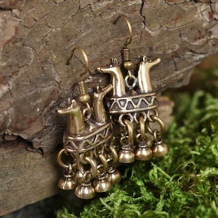 Серьги обереги «Хийси» шумящие  латунь