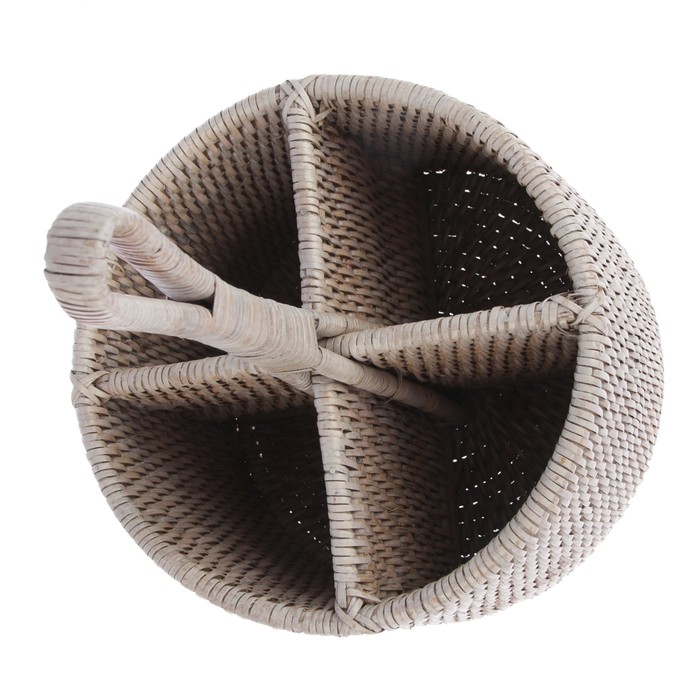 Корзинка для хранения столовых приборов, 20х20х14/30 см, белая, ротанг