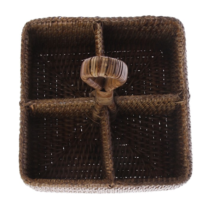 Подставка для столовых приборов, с ручкой, 20 х 20 х 25 см, ручная работа, серая