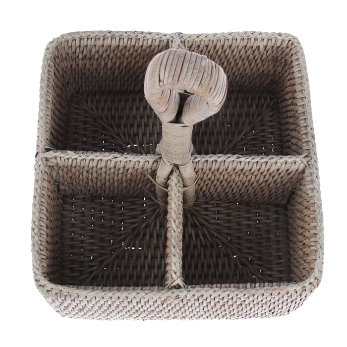 Подставка для столовых приборов, с ручкой, 20 х 20 х 25 см, ручная работа, белая