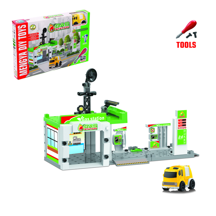 Парковка - конструктор "Заправочная станция", с отверткой, 1 машина