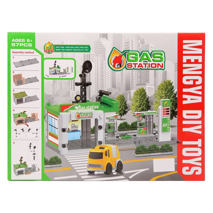 Парковка - конструктор "Заправочная станция", с отверткой, 1 машина