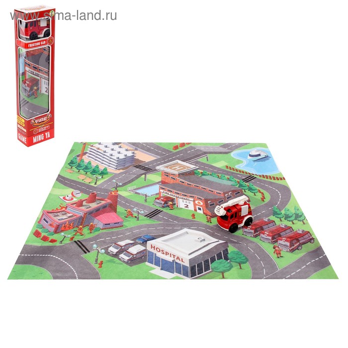 фото Набор игровой «пожарная служба», с игровым ковриком и инерционной машиной