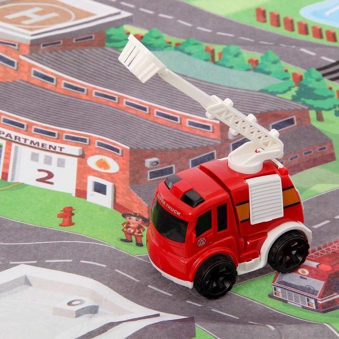 Набор игровой "Пожарная служба", с игровым ковриком и инерционной машиной
