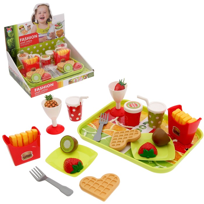 Набор продуктов "Фаст-фуд" на подносе